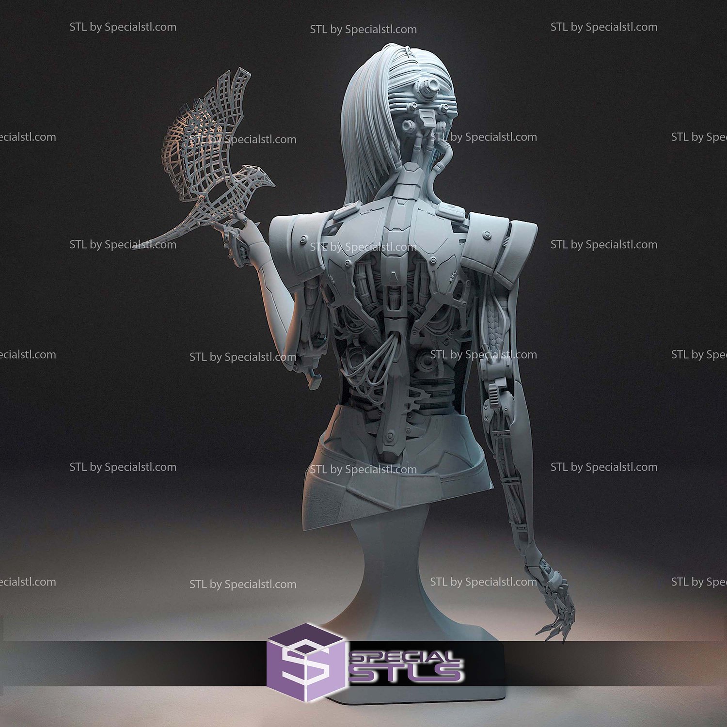 Songbird Cyberpunk 2077 Bust STL Files 3D Model — view 3