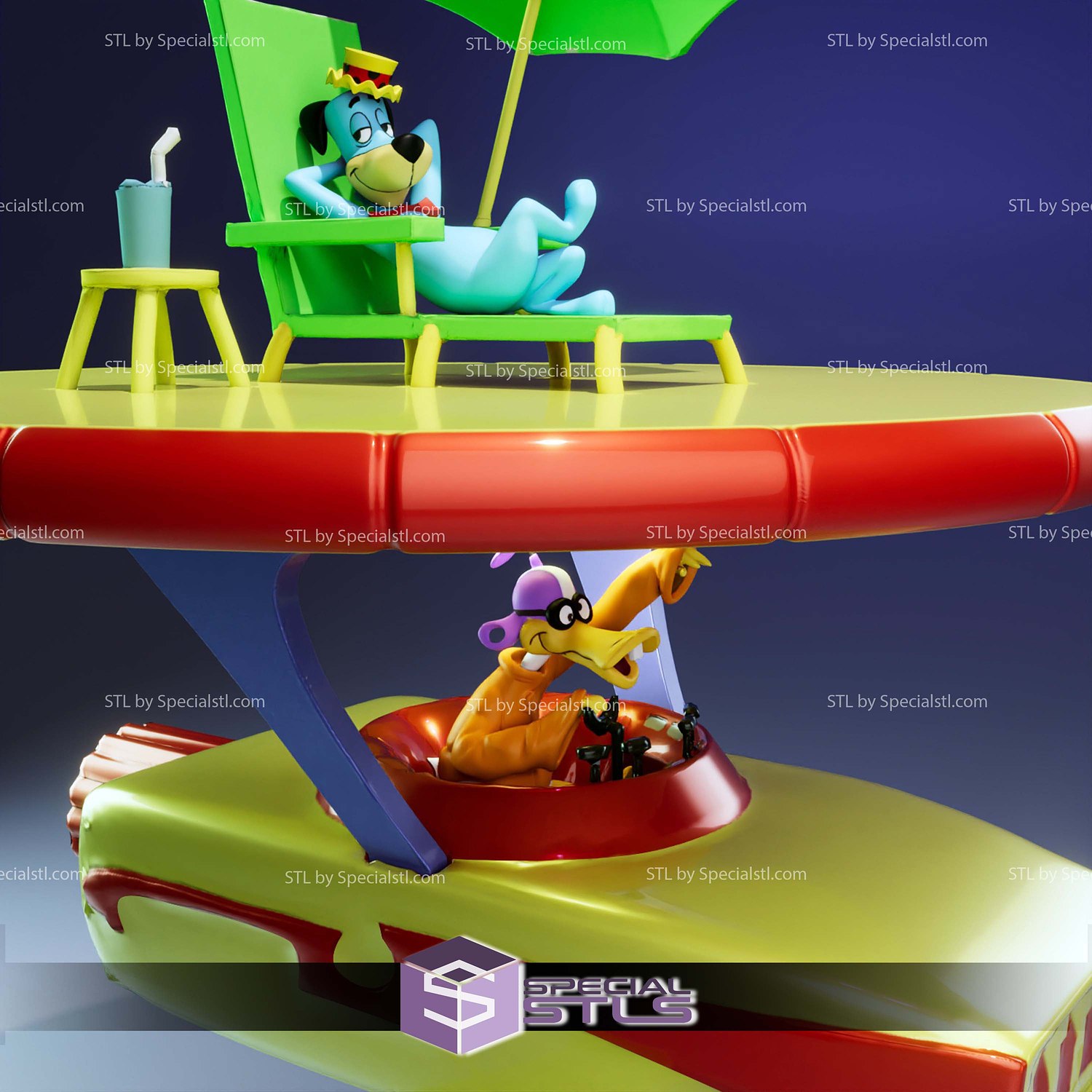 Huckleberry and QuackUp Togi Space Race STL Files 3D Model — view 4