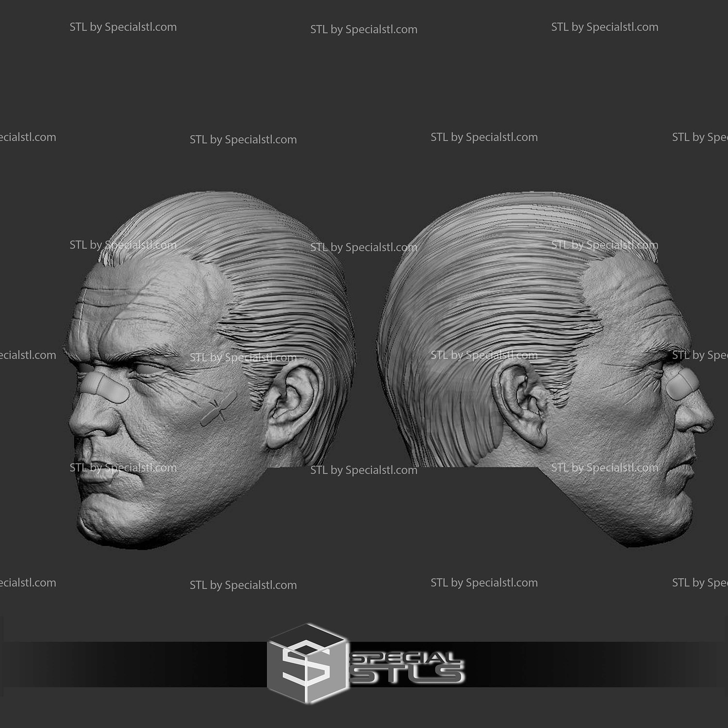 Custom Head STL Punisher 6 Inch Pack 3D Model — view 2