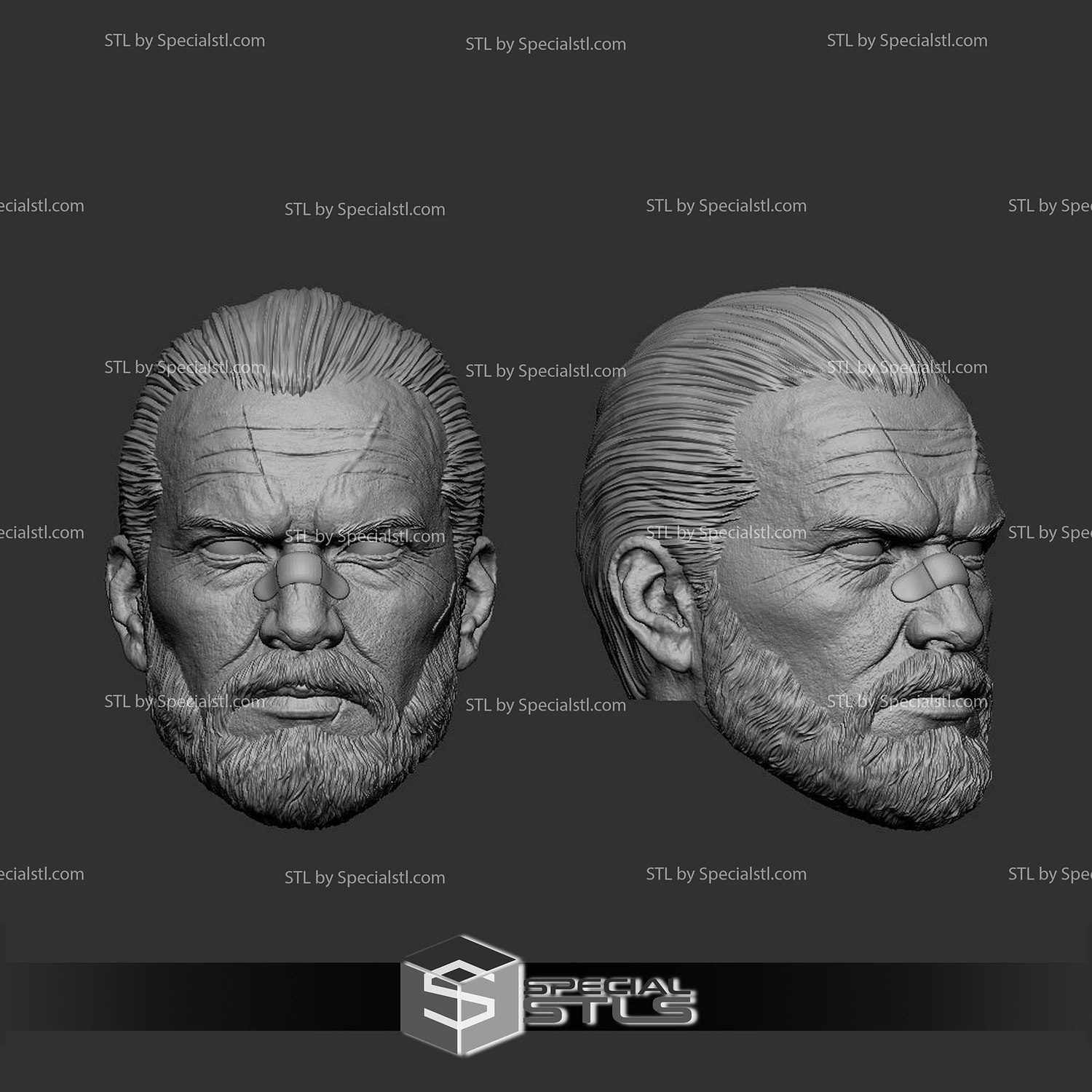 Custom Head STL Punisher 6 Inch Pack 3D Model — view 3