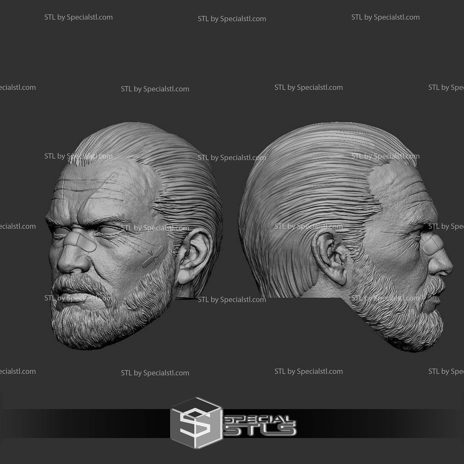 Custom Head STL Punisher 6 Inch Pack 3D Model — view 4