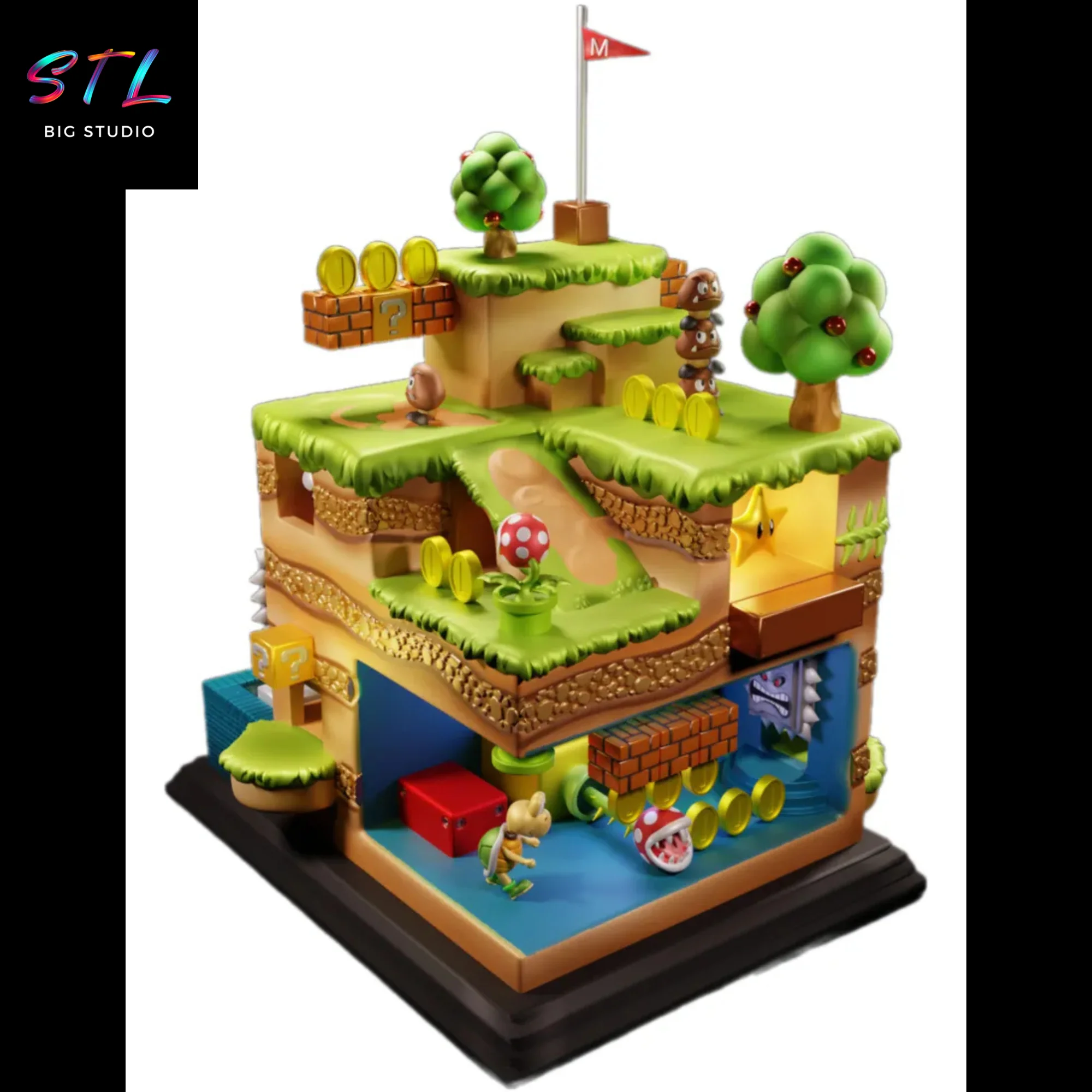 Pocket World Mario Bros Diorama STL | 3D Printable Scene Model — view 2