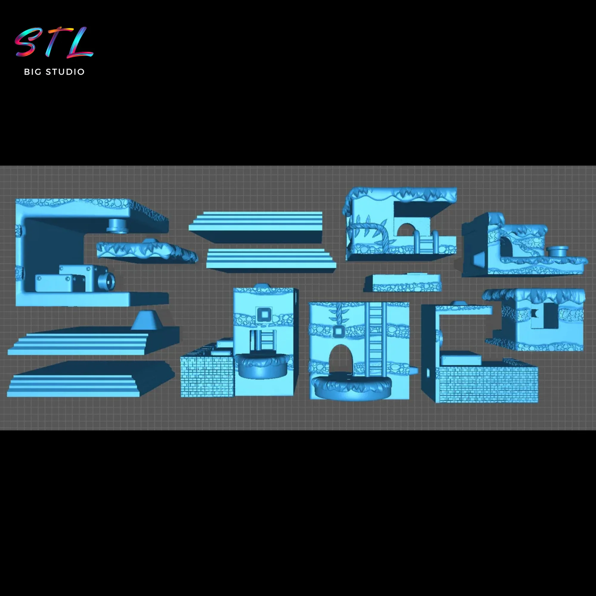 Pocket World Mario Bros Diorama STL | 3D Printable Scene Model — view 3