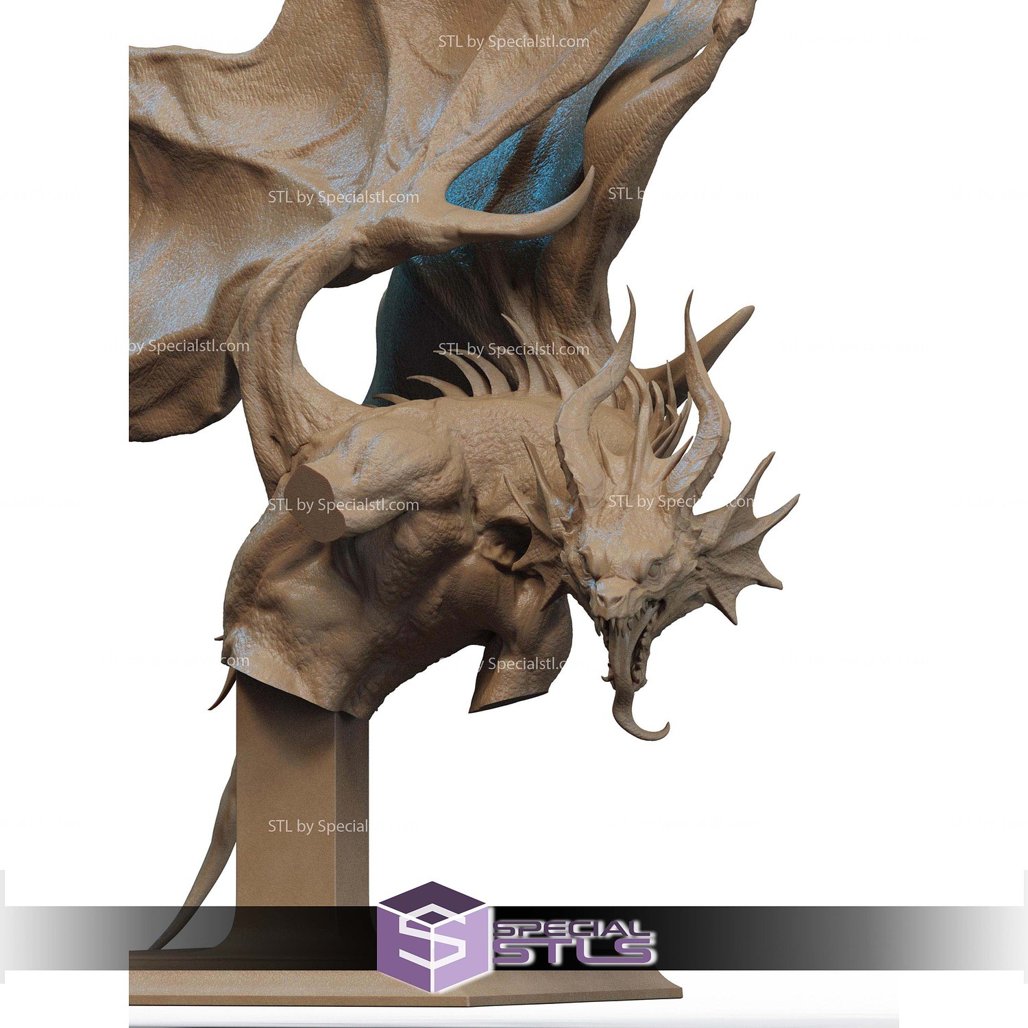 Mysterious Dragon Bust STL Files 3D Model — view 3