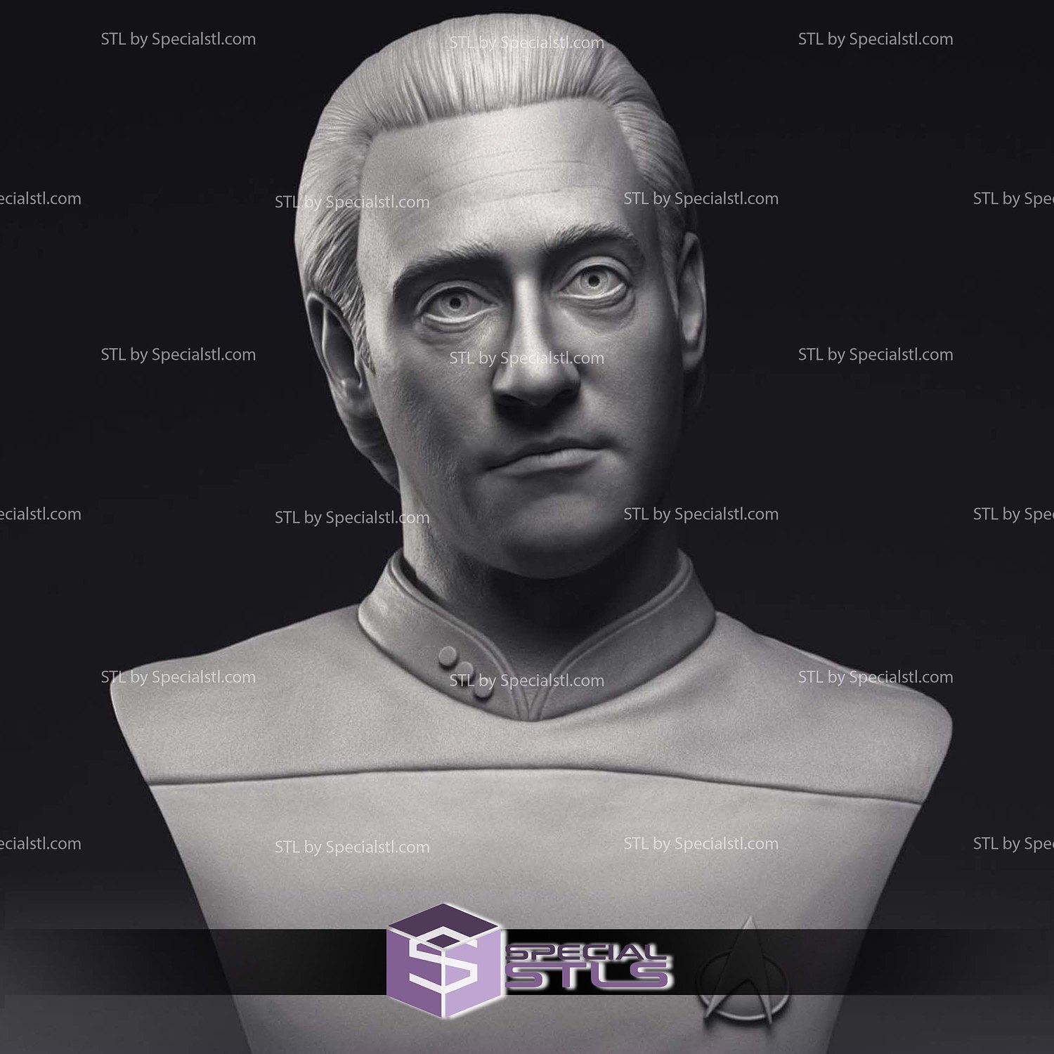 Brent Spiner LT Commander Data Bust 3D Printing Models STL Model — view 3