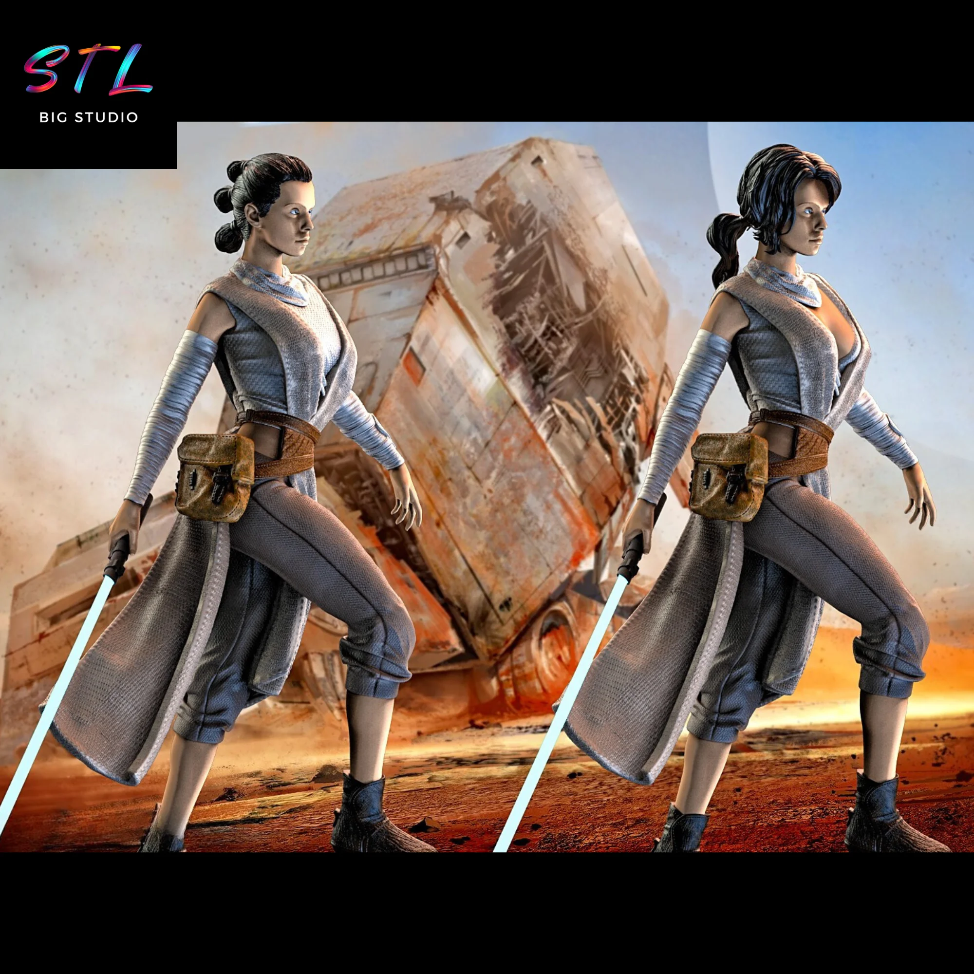 Rey STL for 3D Printing | Star Wars Model — view 1