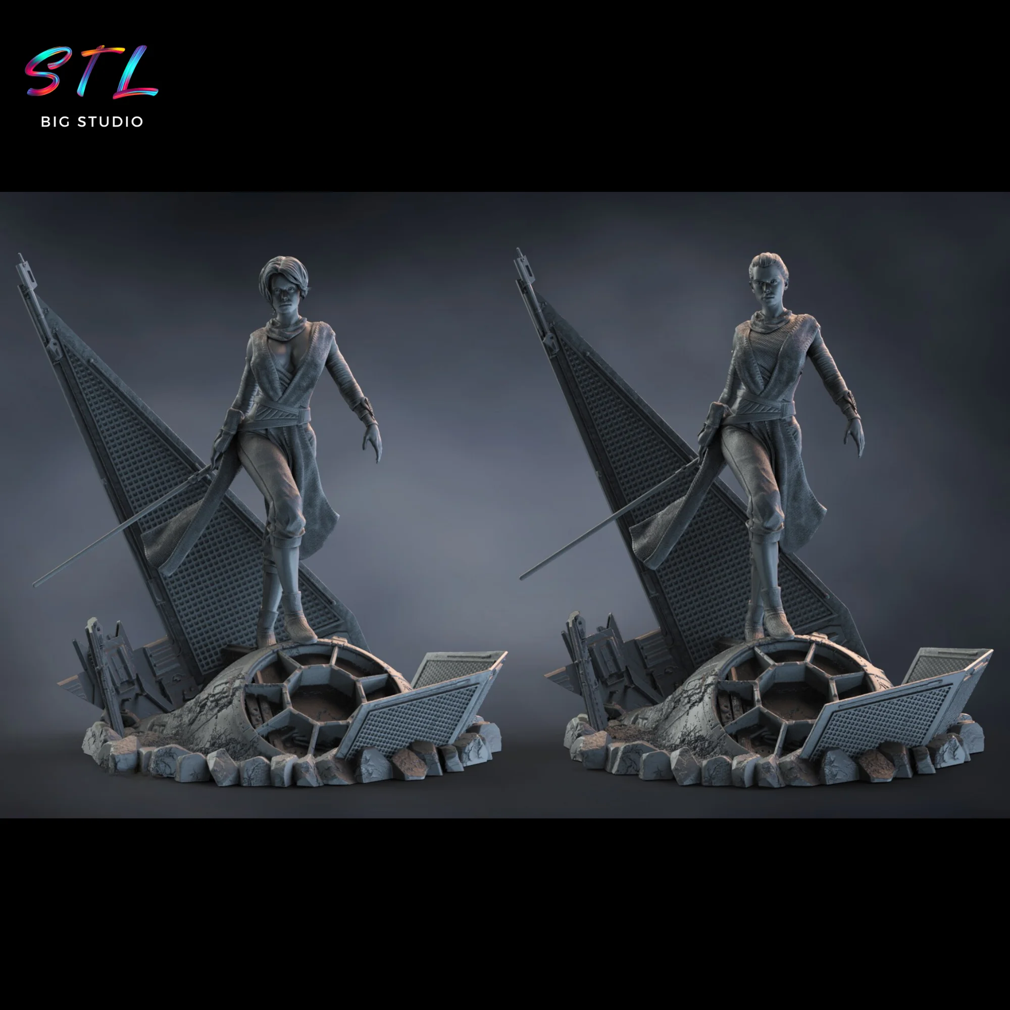Rey STL for 3D Printing | Star Wars Model — view 3