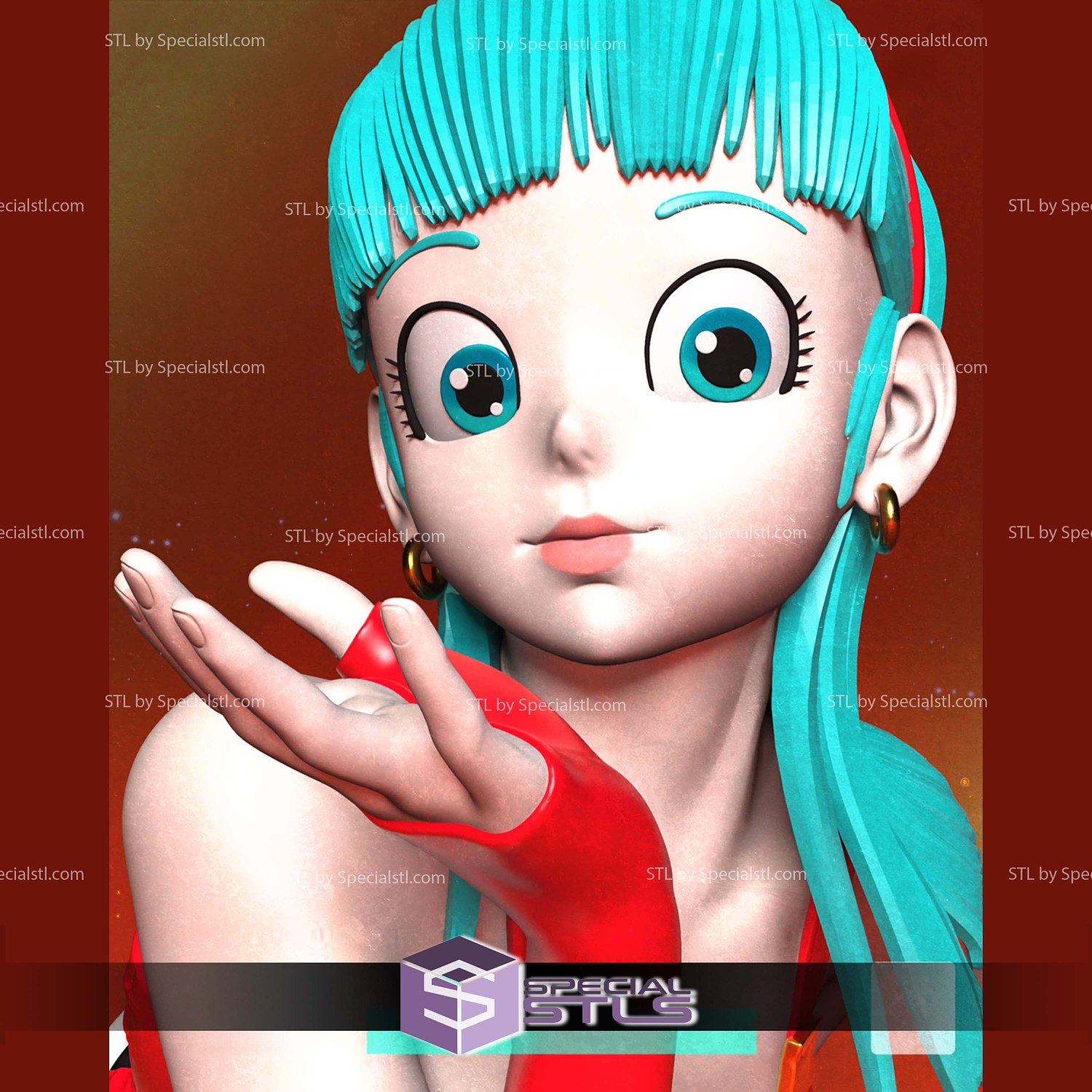 Bulla Vegeta Daughter Bust 3D Printer Files STL Model — view 3