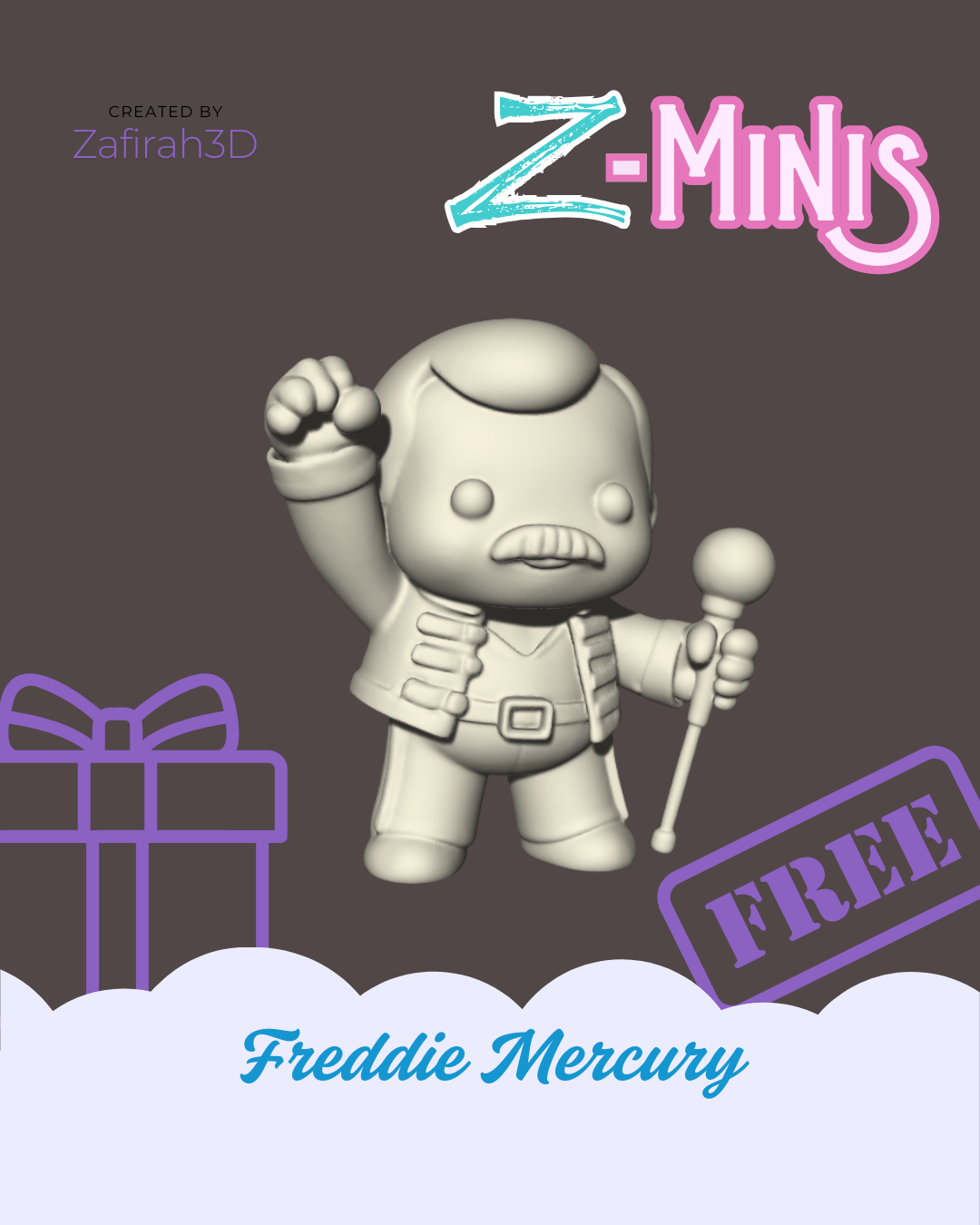 Z-MINIS FREDDIE MERCURY FOR FREE 3D STL Model