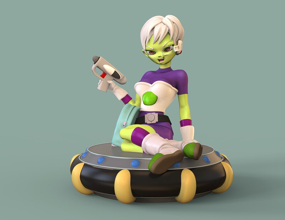 Cheelai with the blaster 3D FBX Model — view 2