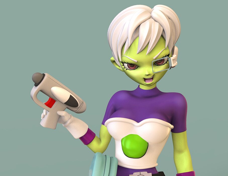 Cheelai with the blaster 3D FBX Model — view 6