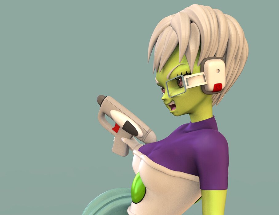Cheelai with the blaster 3D FBX Model — view 7