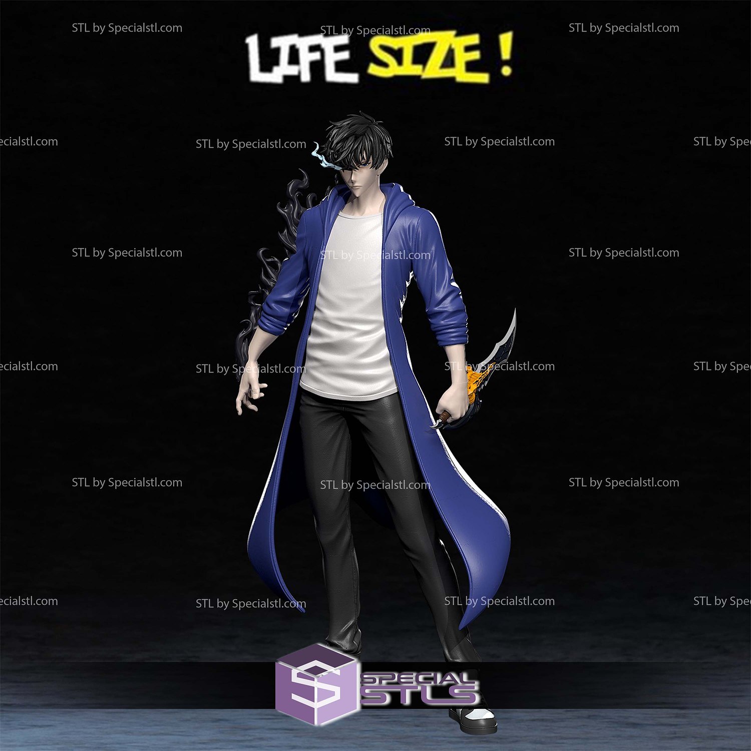Life Size Sung Jinwoo STL Files 3D Model — view 3