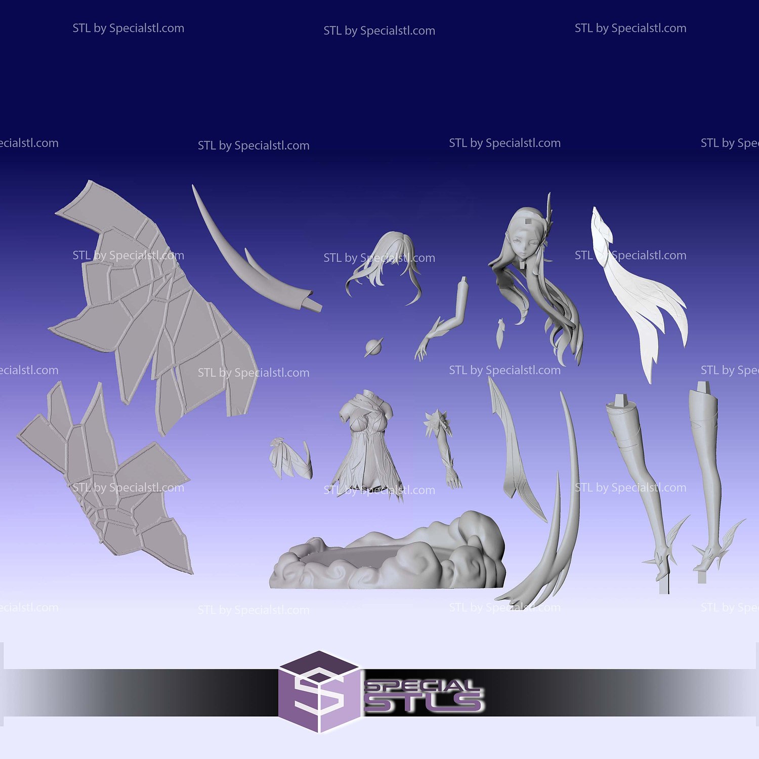 Skirk Genshin Impact Sculptures 3D Printing STL Model — view 3