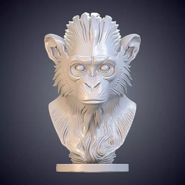 Stylized Monkey King Warrior Statue PM-930 3D BLEND Model
