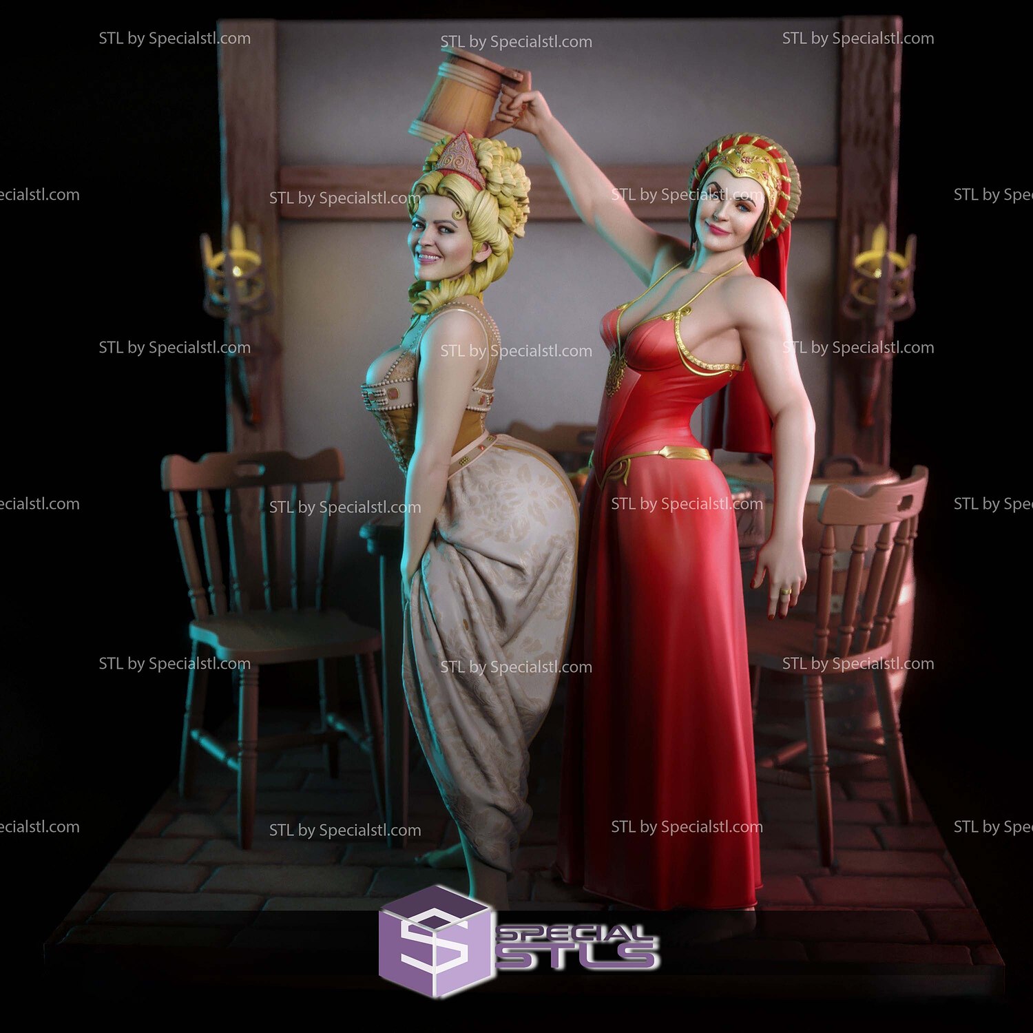 Pauline Trouble Sisters Digital STL Files 3D Model — view 7