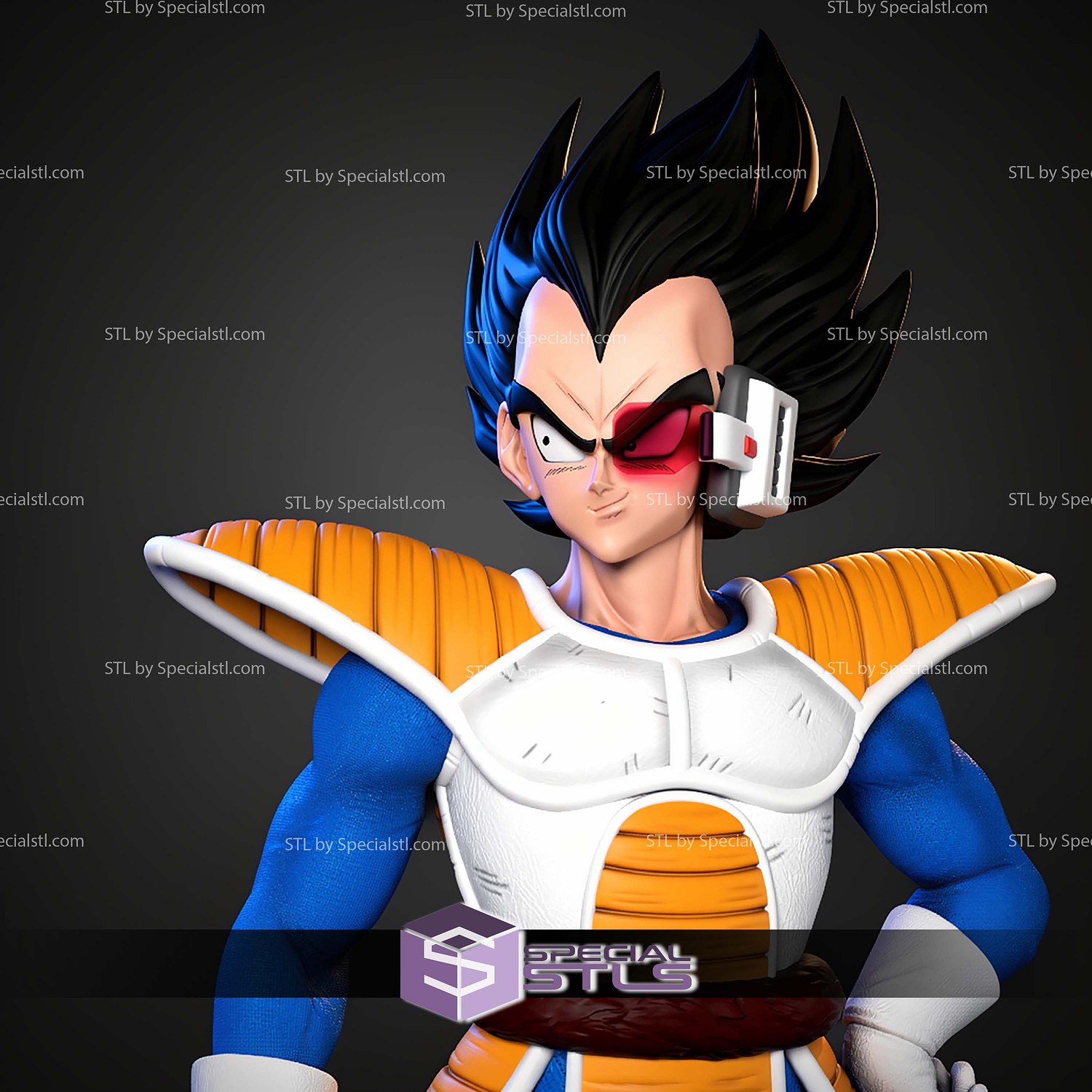 Vegeta Saiyan Saga 198mm STL Files 3D Model — view 2