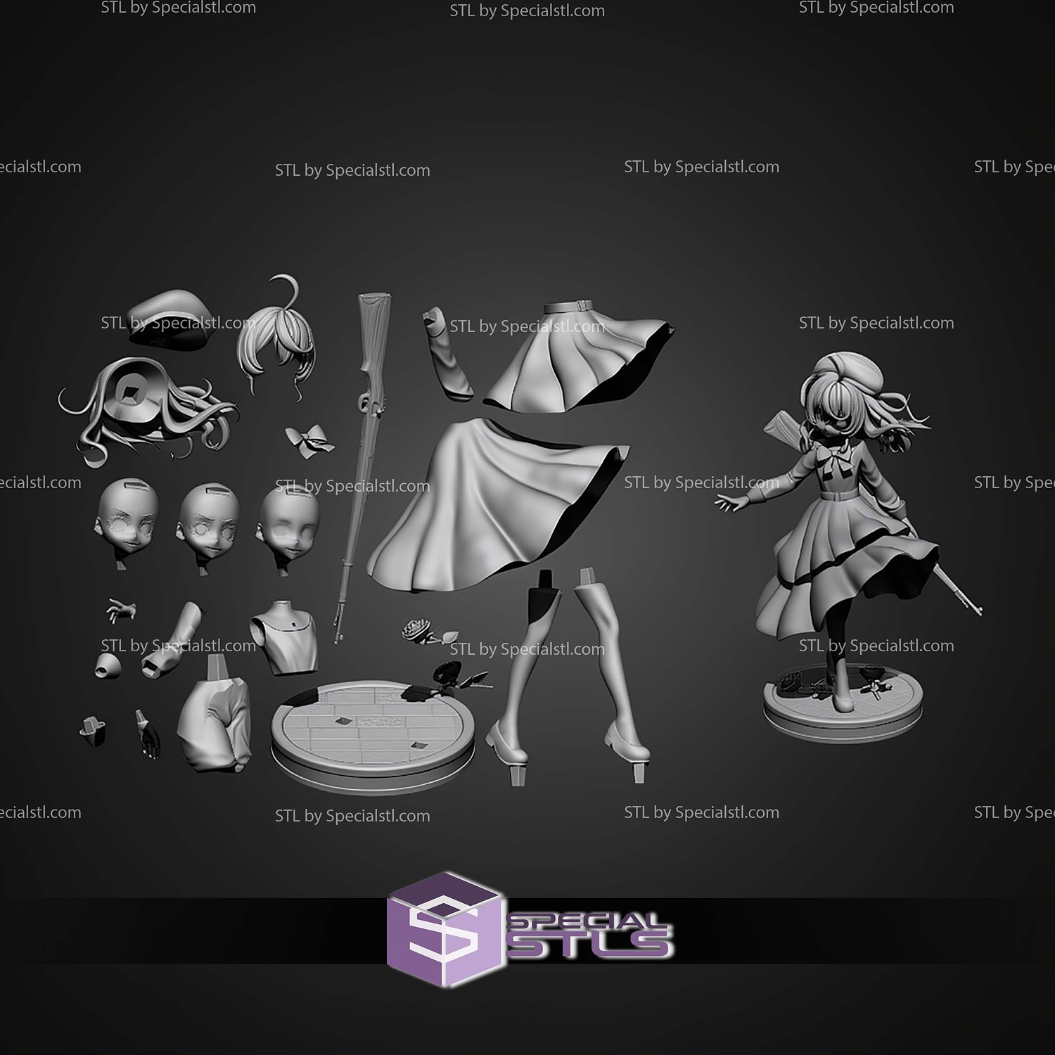 Tanya von Degurechaff Youjo Senki 228mm STL Files 3D Model — view 4