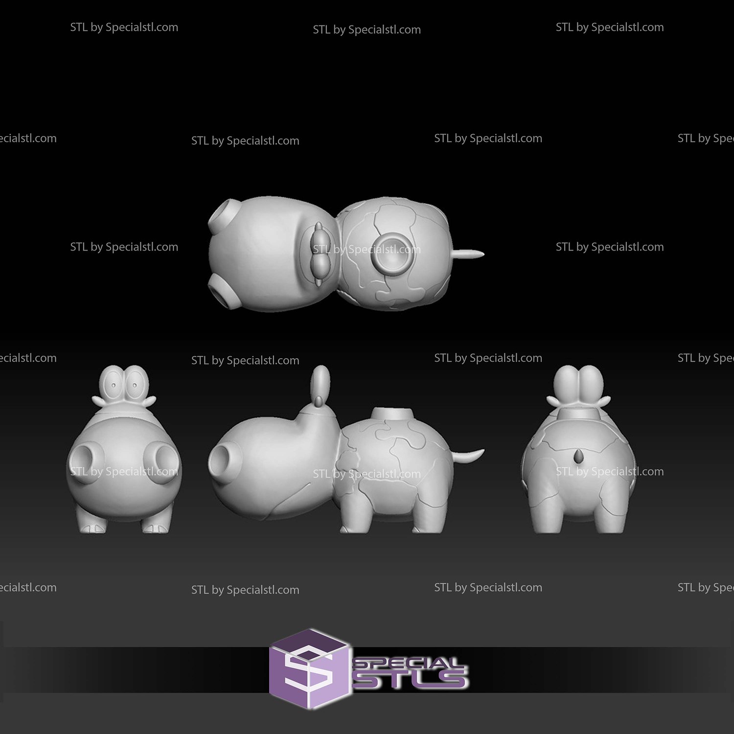 Pokemon STL Collection Hippopotas Hippowdon 3D Model — view 3