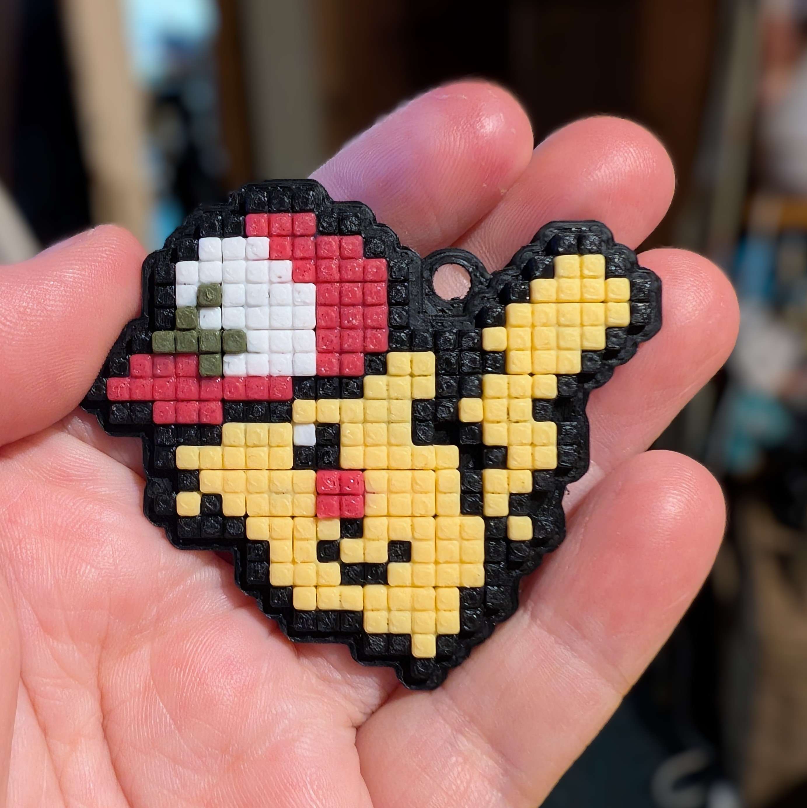 Pixel Ash's Cap Pikachu (Coloured + Keychain) 3D 3MF Model