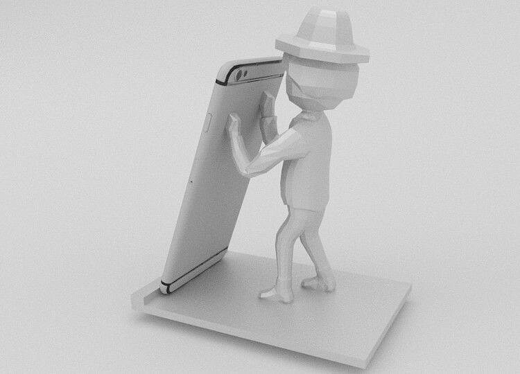 Phone Holder Man 3D STL Model — view 2