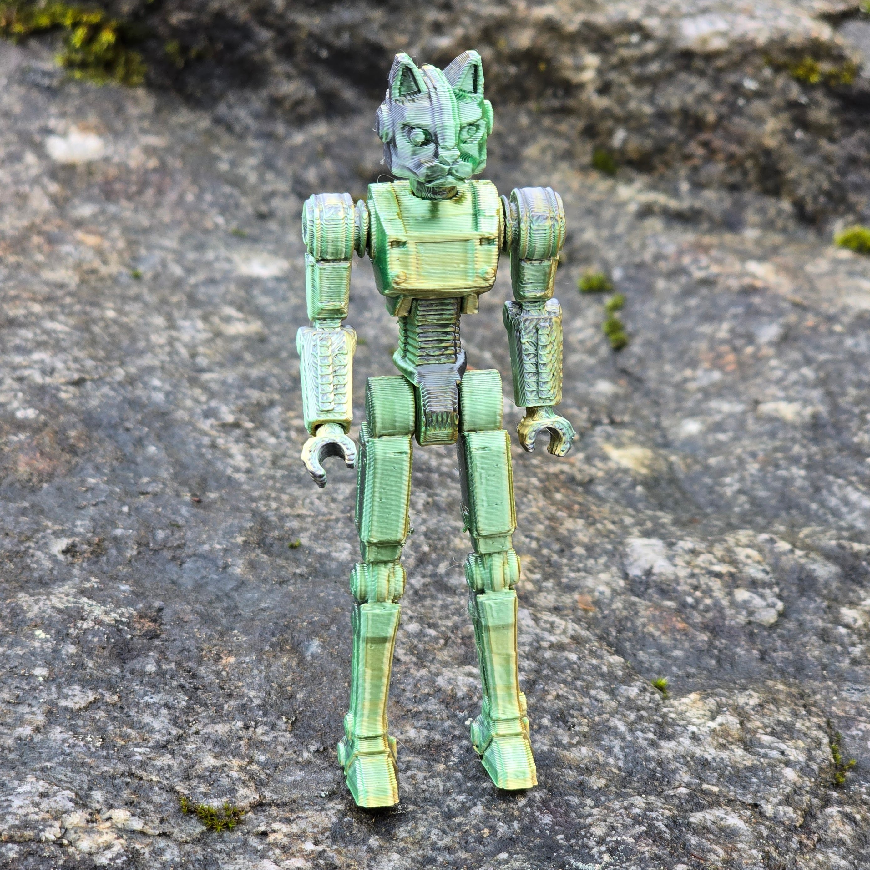 Articulated Retro Cyborg Cat Action Figure 3D 3MF Model