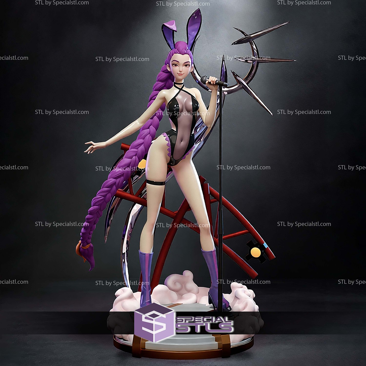 Rumi Beach Outfit K-pop Demon Hunters Cloud Base STL Files 3D Model — view 3