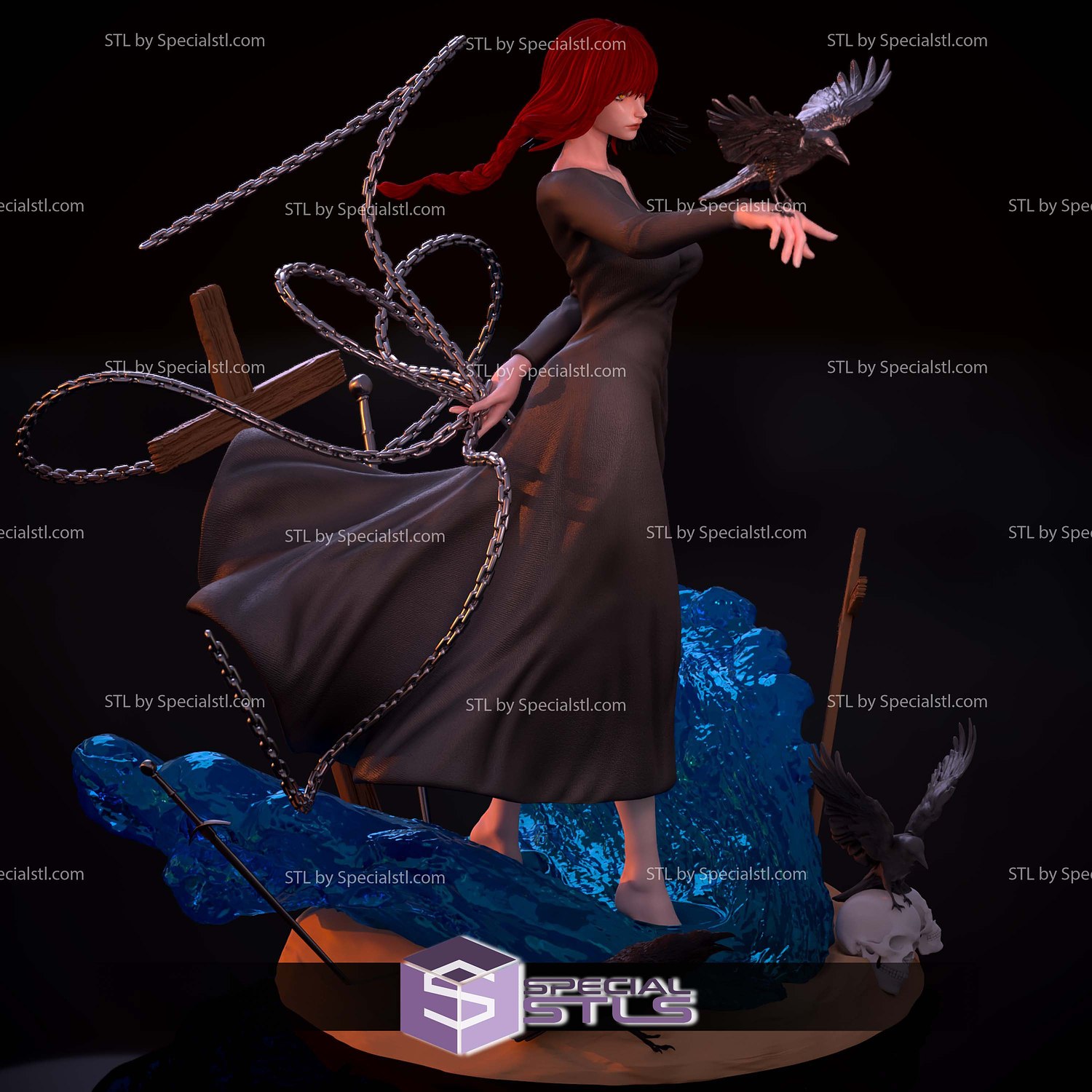 Makima and Raven Chainsaw Man 3D Printer Files STL Model — view 2