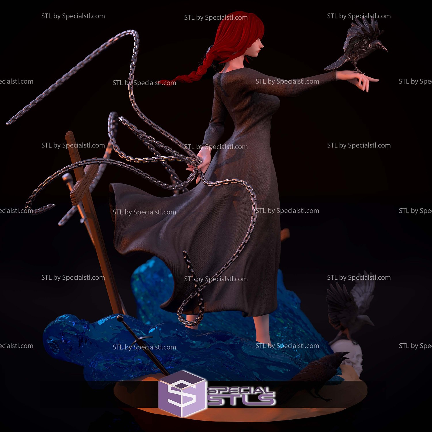 Makima and Raven Chainsaw Man 3D Printer Files STL Model — view 3