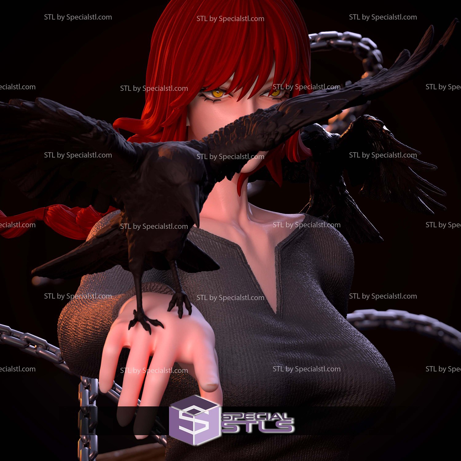 Makima and Raven Chainsaw Man 3D Printer Files STL Model — view 7