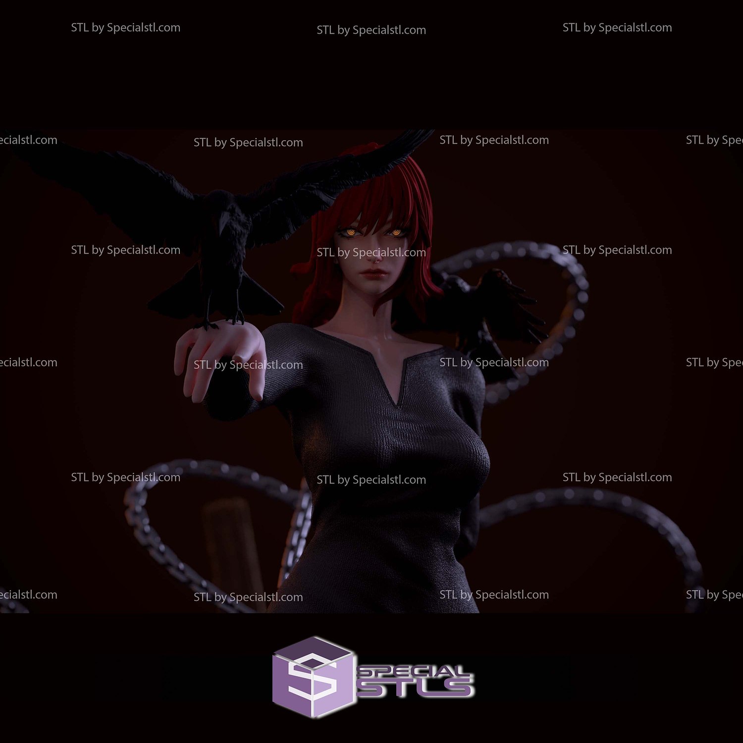 Makima and Raven Chainsaw Man 3D Printer Files STL Model — view 8