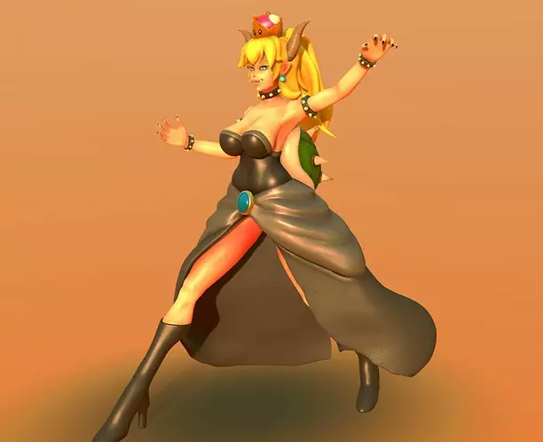 Bowsette female character in dress 3D TBSCENE Model