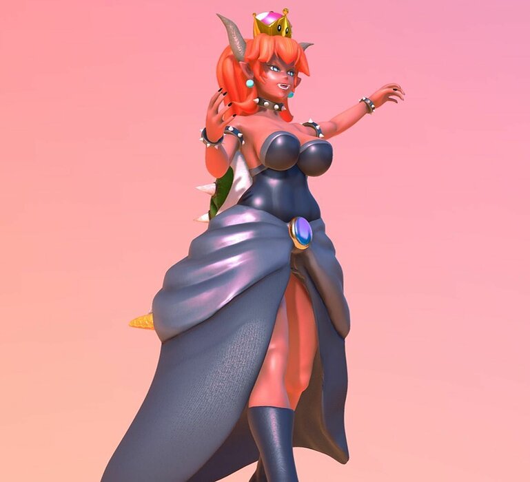 Bowsette female character in dress 3D TBSCENE Model — view 2