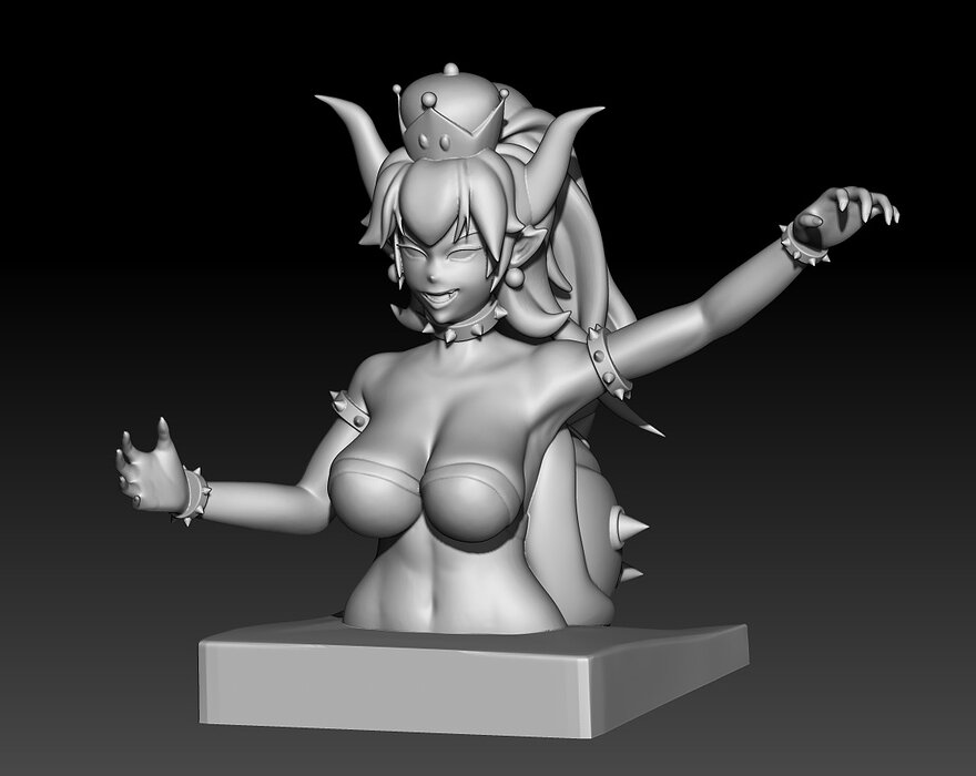 Bowsette female character in dress 3D TBSCENE Model — view 3