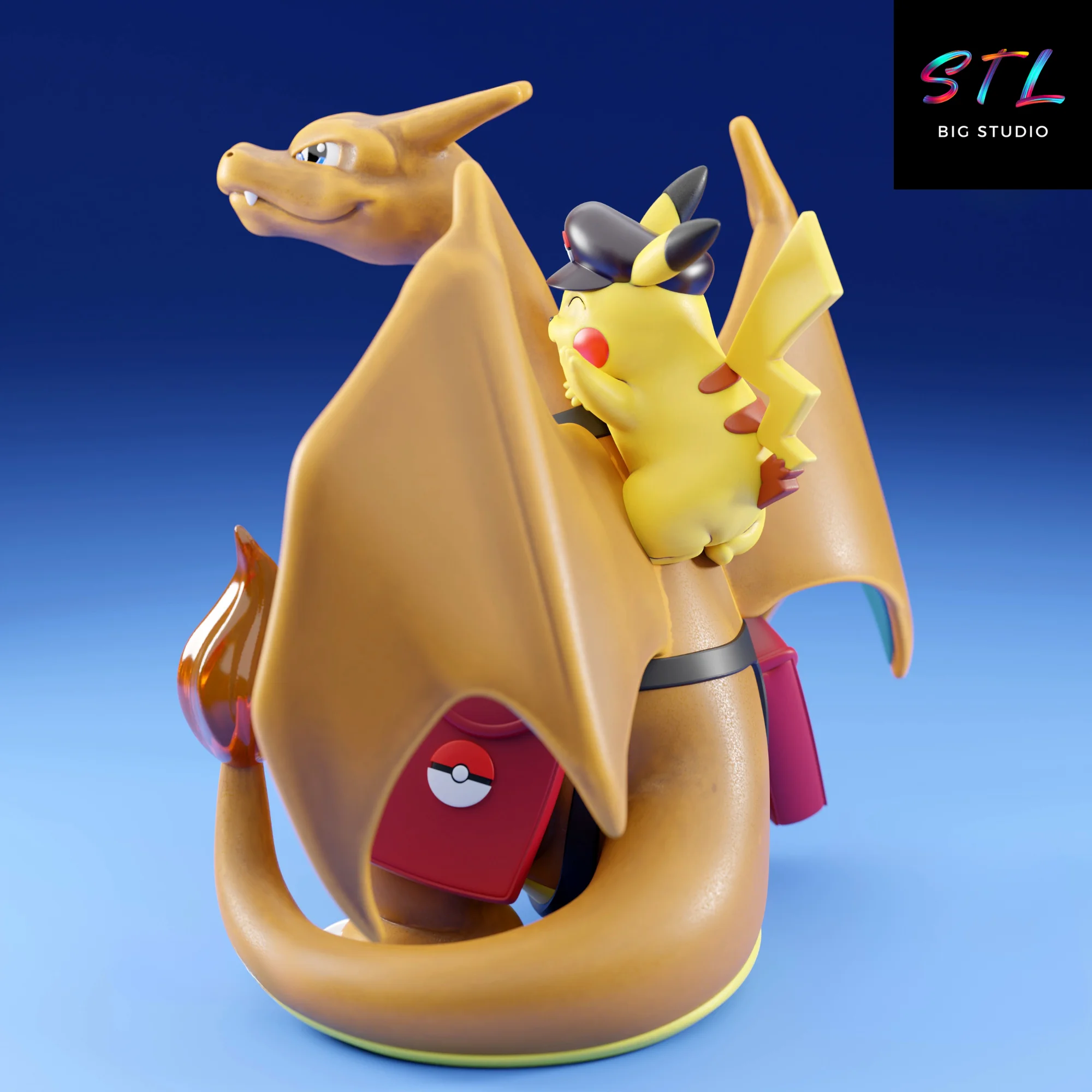 Charizard and Pikachu STL | Pokémon | 3D Printable Figure Model — view 3