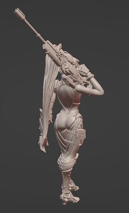 WidowMaker female character in armor 3D STL Model — view 2