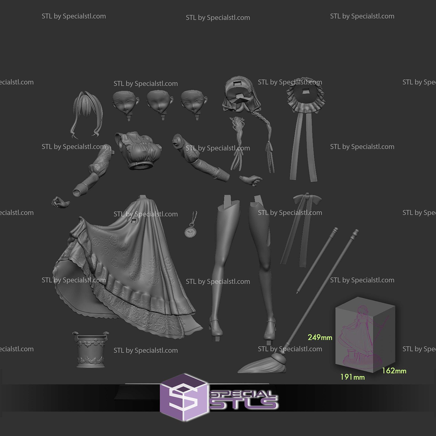 Maid Kronii Hololive STL Files 3D Model — view 4