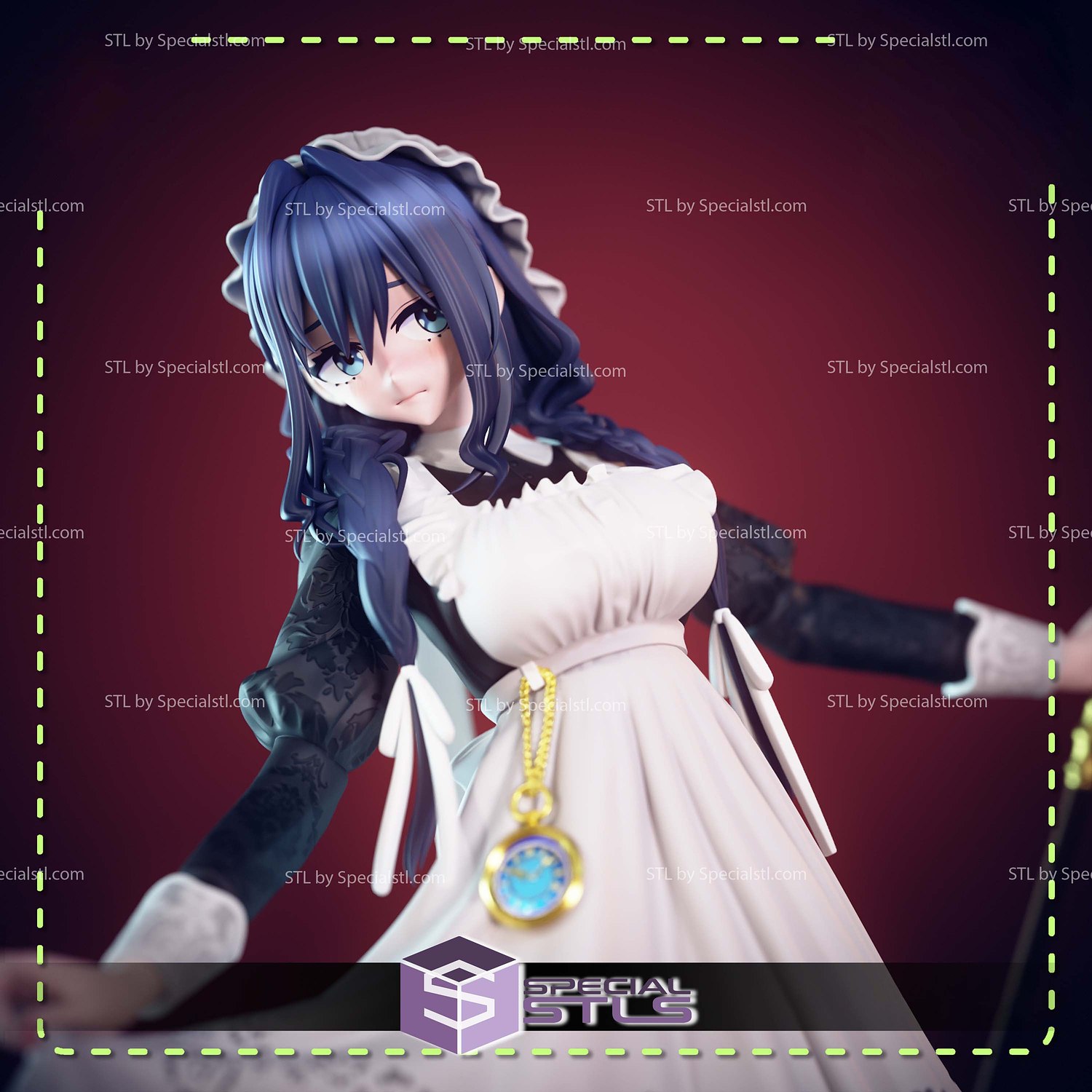Maid Kronii Hololive STL Files 3D Model — view 7