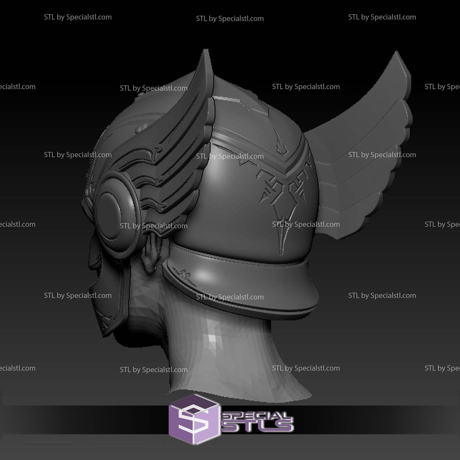 Cosplay STL Files Mighty Thor Helmet 3D Model — view 2