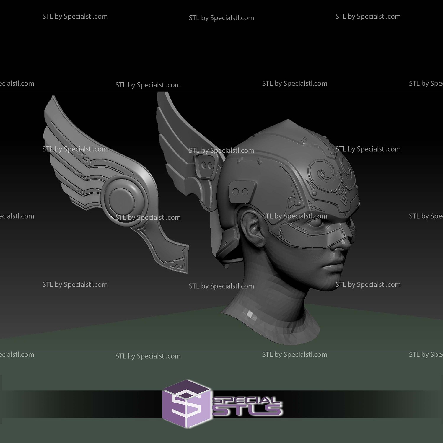 Cosplay STL Files Mighty Thor Helmet 3D Model — view 3
