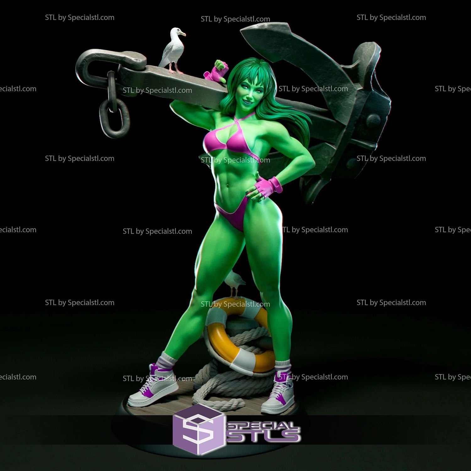 She Hulk Anchor 3D Printer Files STL Model — view 3