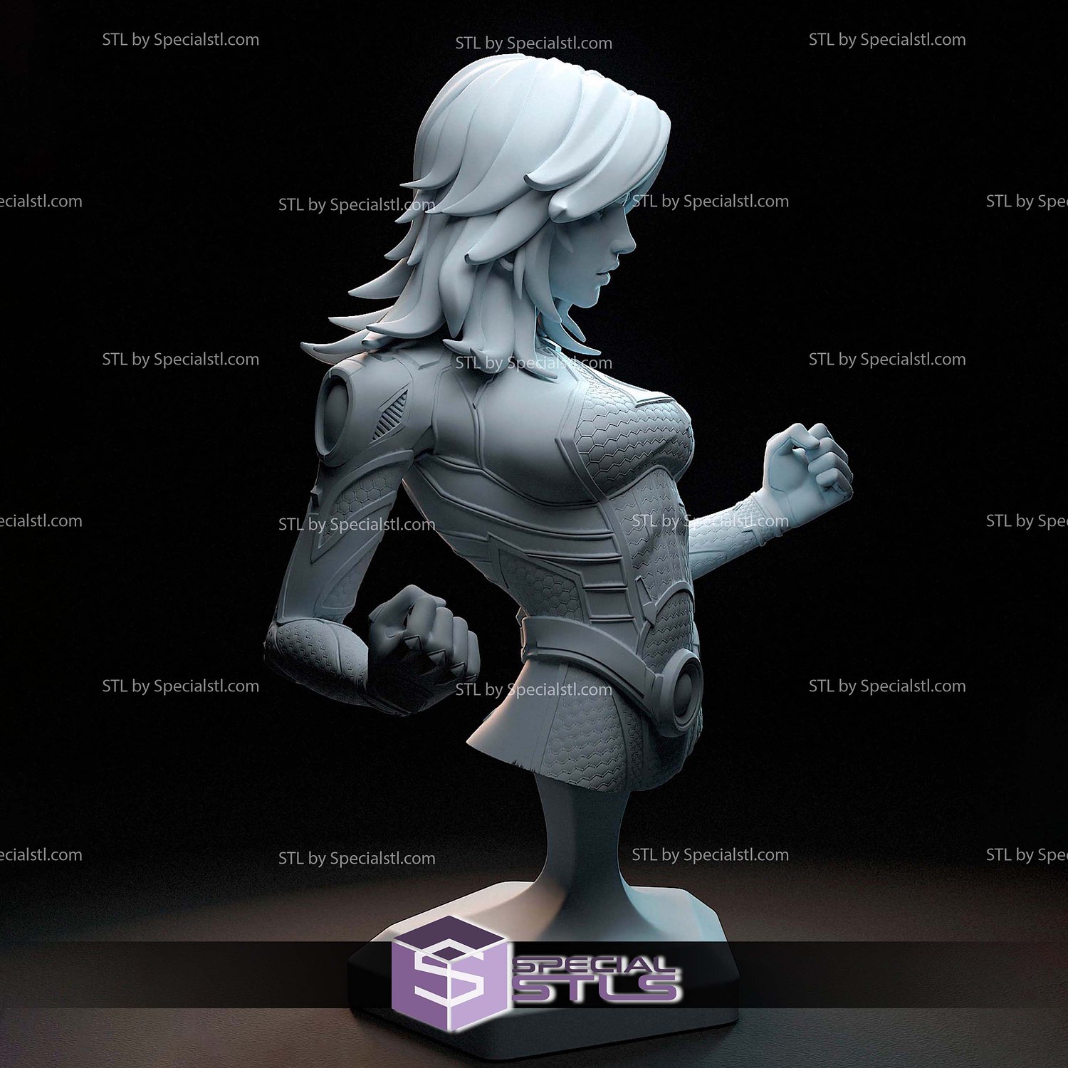 Invisible Woman Marvel Rivals Bust 3D Printer Files STL Model — view 2