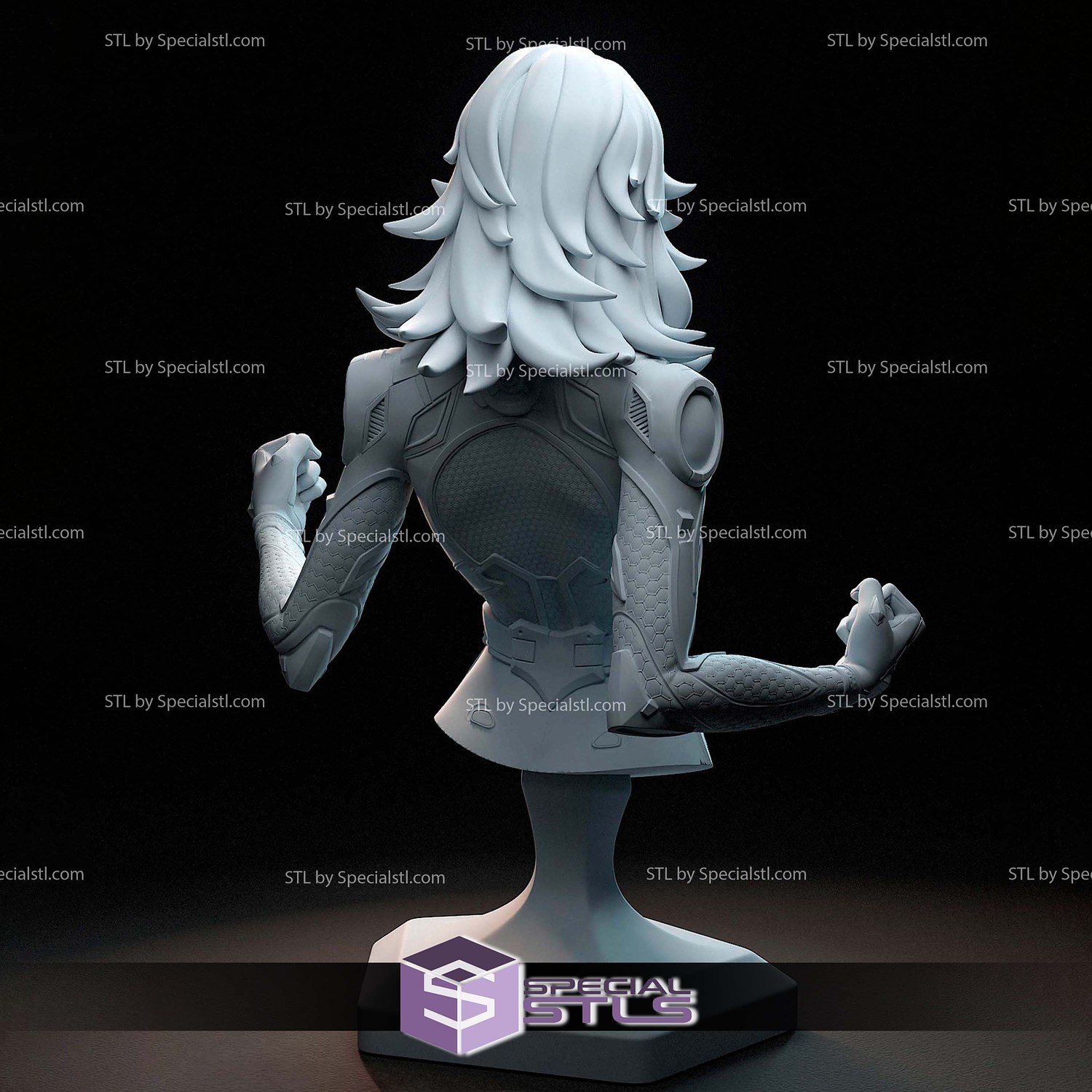 Invisible Woman Marvel Rivals Bust 3D Printer Files STL Model — view 3