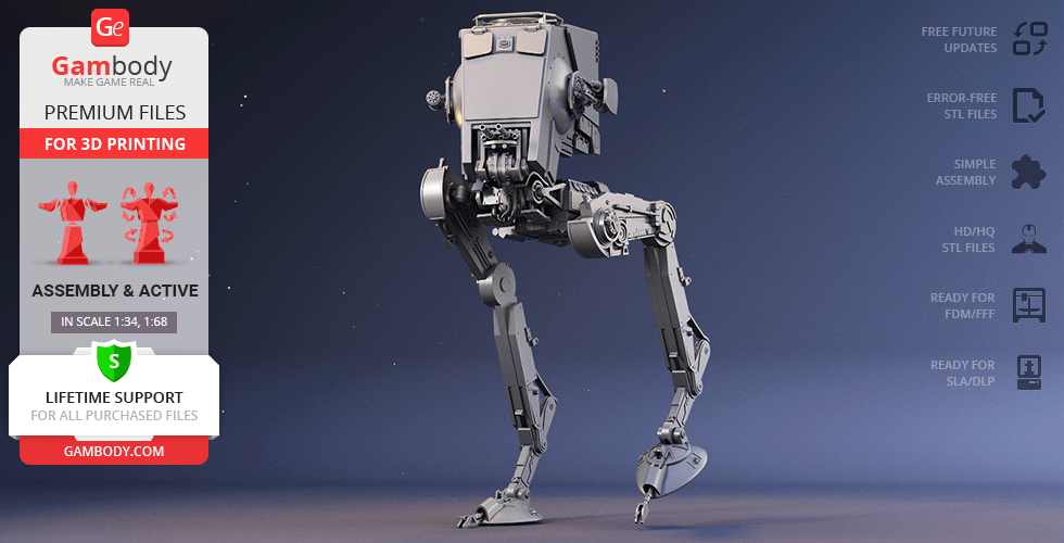 AT-ST Walker 3D Printing Model | Assembly + Action STL Model