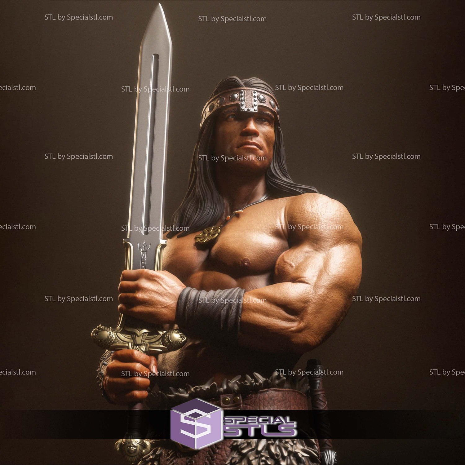 Conan Arnold Schwarzenegger STL Files 3D Model — view 2
