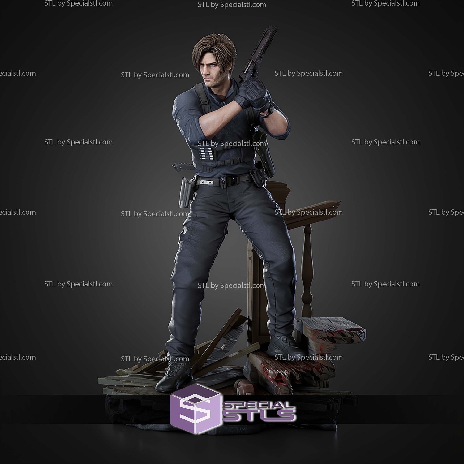 Leon Kennedy 289mm STL Files 3D Model — view 4