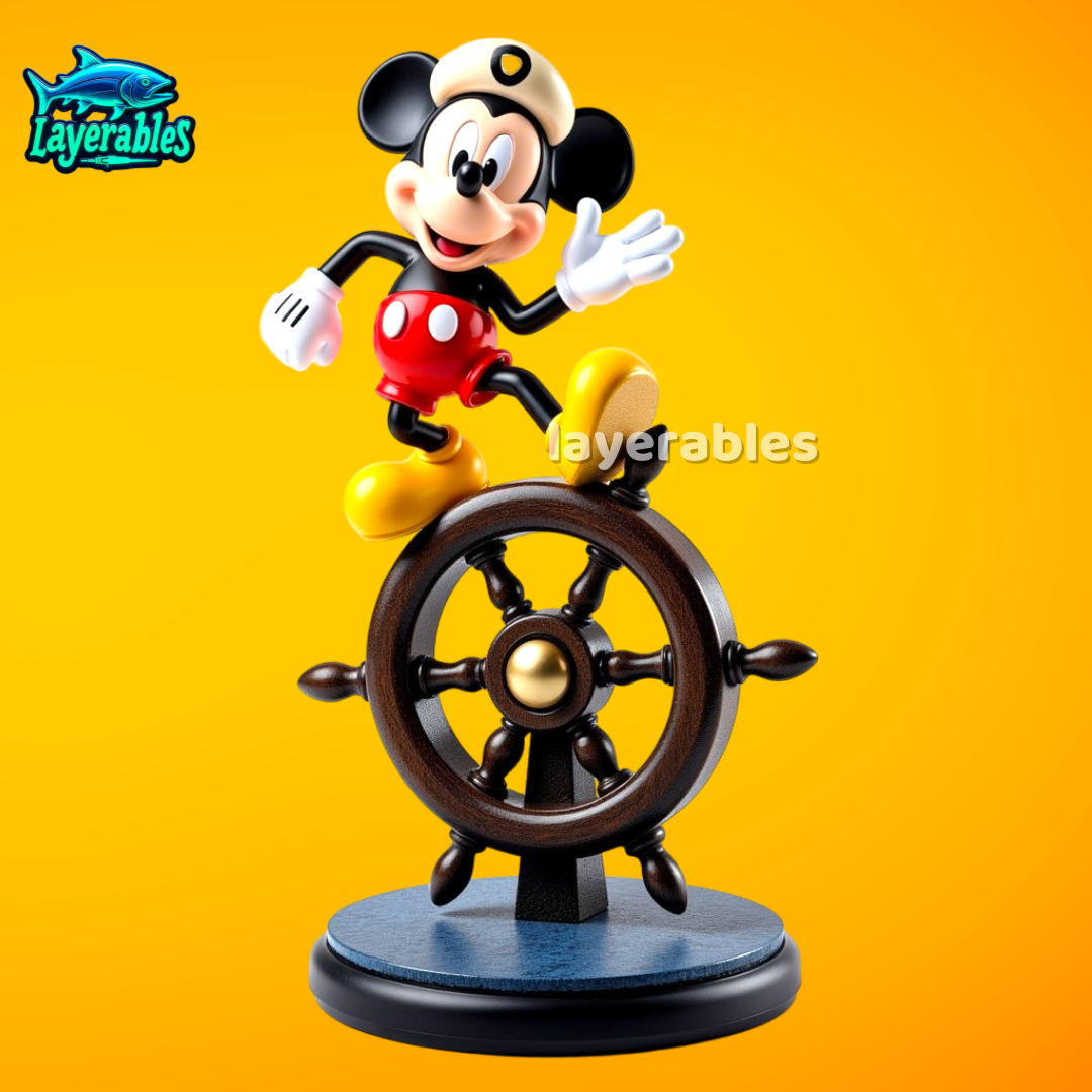 Mickey Mouse STL File – Steamboat Willie 3D Print – Classic Cartoon Figurine Model Model