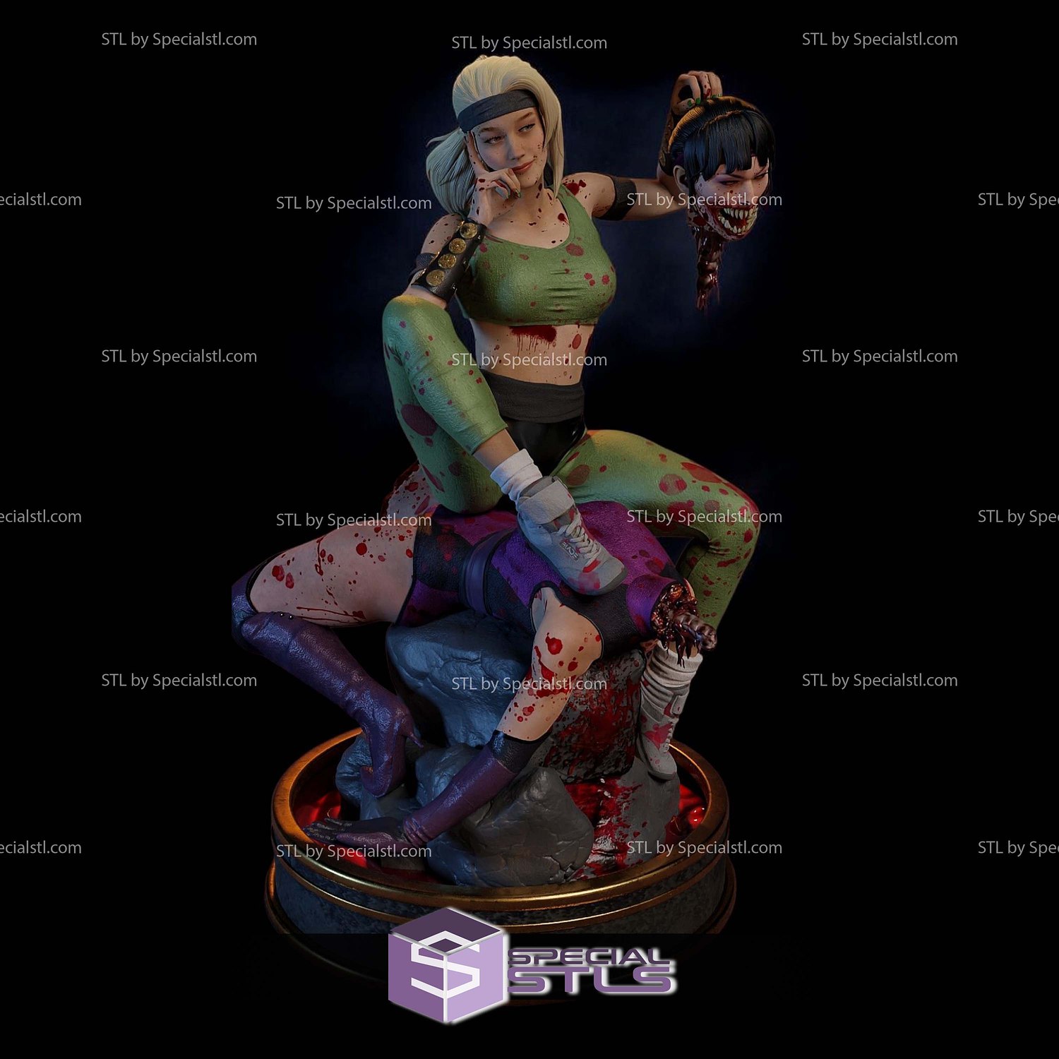 Sonya Blade and Mileena Head 3D Printer Files STL Model — view 2