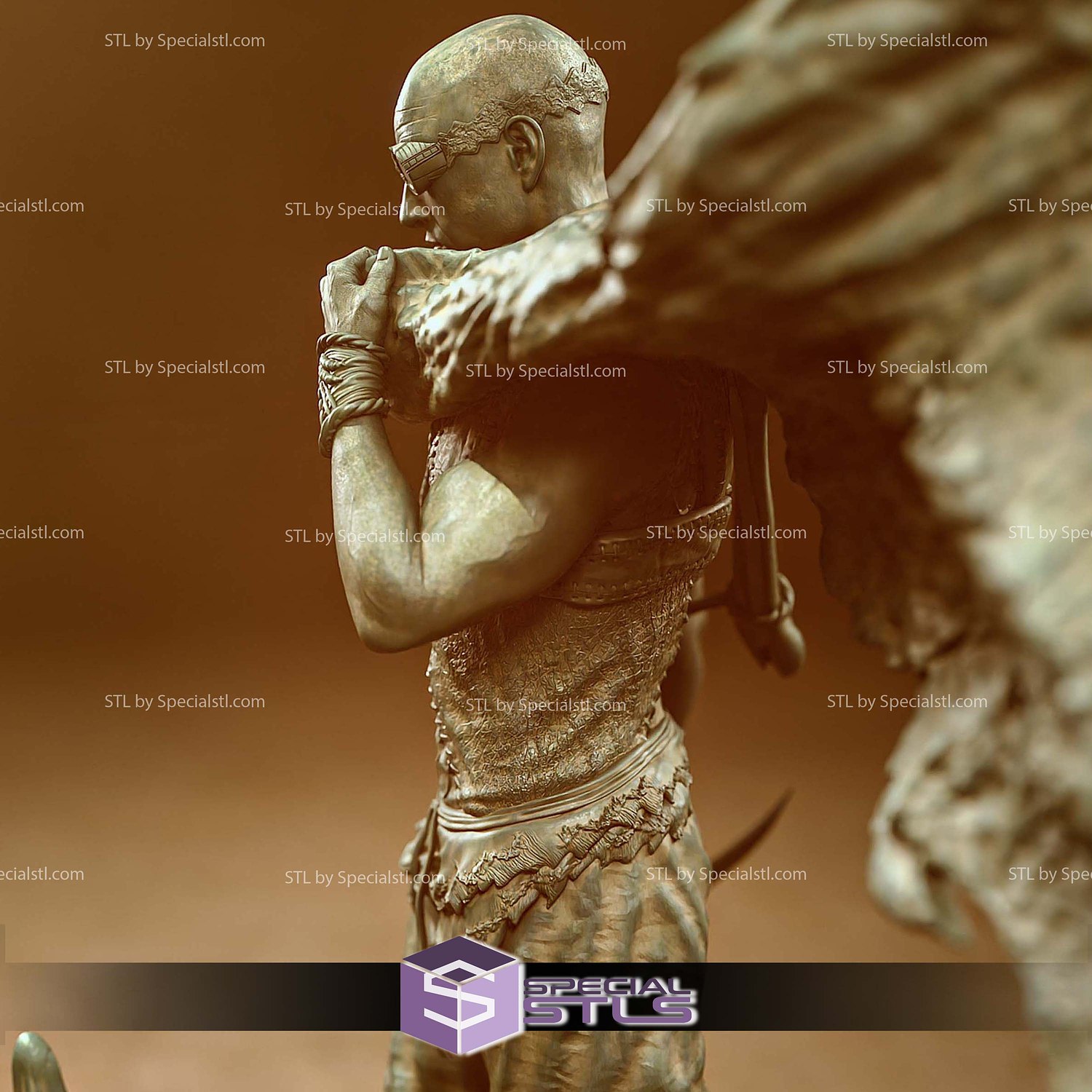 Riddick with Jackal Sculptures 3D Printing STL Model — view 3