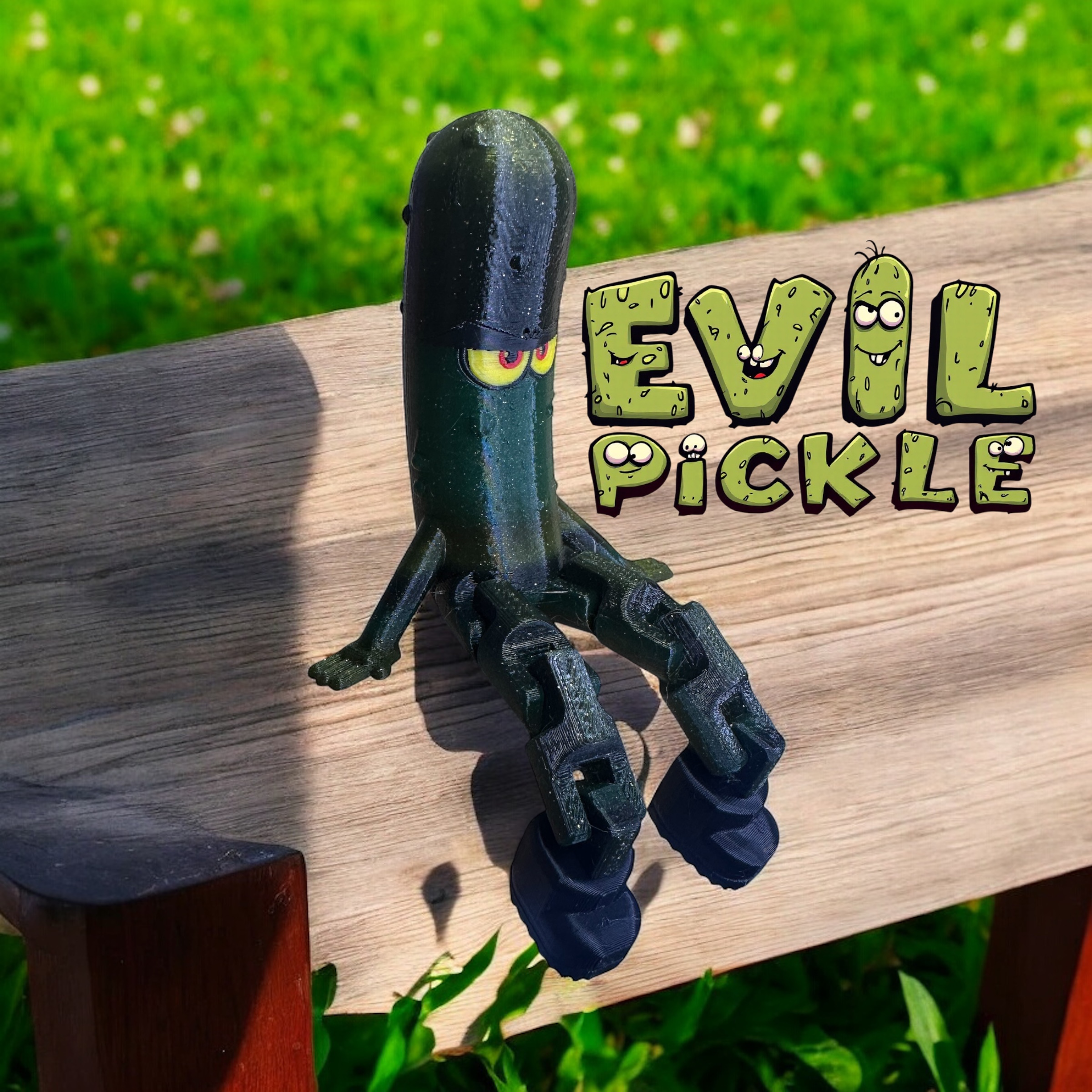 Evil Pickle - Flexible Pickle, with hands, Legs, and boots 3D 3MF Model